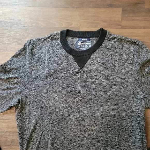 American Rag Mens Knit Crewneck Sweater Gray Black 100% Cotton M Medium - Picture 6 of 7
